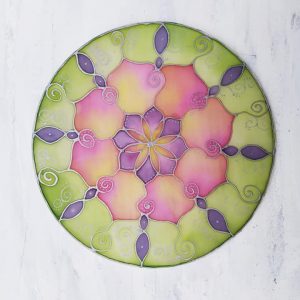 selyemmandala kézzel festett 20 cm
